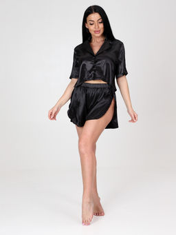 637-П ЖЕНСКАЯ ПИЖАМА (шорты) (Черный)