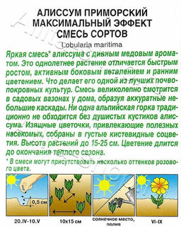 Алиссум Максимальный эффект (смесь сортов) 0,05г (Аэлита)