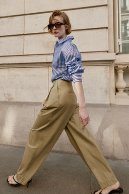 PANTAL?N BARREL PINZAS / Khaki - Zara фото 5