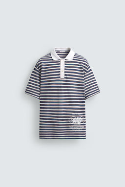 POLO JACQUARD RAYAS BORDADO / Azul / Blanco - Zara фото 7