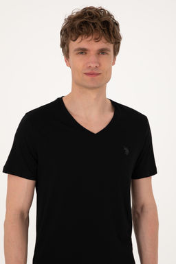 Erkek Slim Fit V Yaka Siyah Basic Ti__rt Sepette S_rpriz _ndirim - U.s. polo assn фото 2