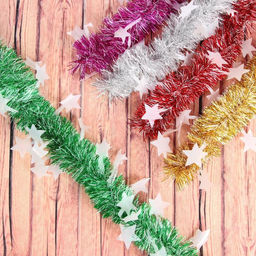 Цена за 10 шт. Мишура Вираж звёзды, d-5 см, 200 см, микс