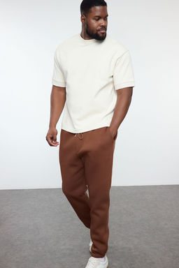 TRENDYOL MAN Siyah Buyuk Beden Regular/Normal Kesim Lastik Paca Jogger Polarl? Esofman Alt? TMNAW24AJ00002