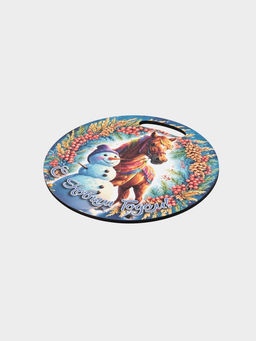 Доска разделочная сувенирная Дарим Красиво Символ года. С новым годом, d=25.5 см, дерево, разноцветная