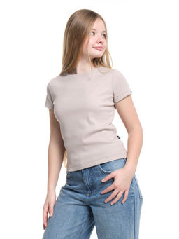 Футболка в рубчик 22-0210 бежевый