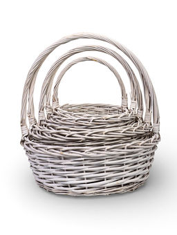 Корзина плетёная для хранения Kask, из лозы, с ручкой, белая, набор 5 шт.