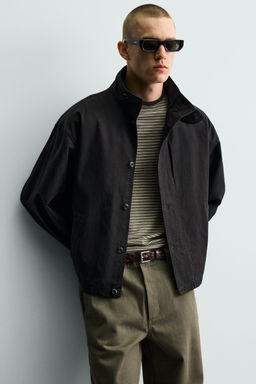 CAZADORA BOXY FIT ALGOD?N / Negro - Zara фото 8