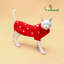 Свитер для животных Горошек, размер 14 (ДС 32-35, ОГ 35-45, ОШ 22-26 см), красный - Пижон фото 2