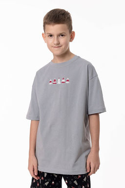 Пижама футболка и шорты М225108Псч серый/черный