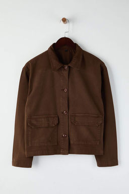 Ekru Fitilli Kadife Yaka Detayl? Denim Gomlek Ceket TWOAW26CE00004 - Trendyolmilla фото 8