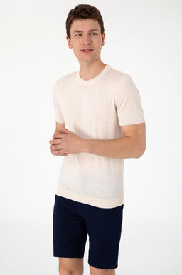 Erkek Slim Fit Bisiklet Yaka Krem Kazak - U.s. polo assn фото 3