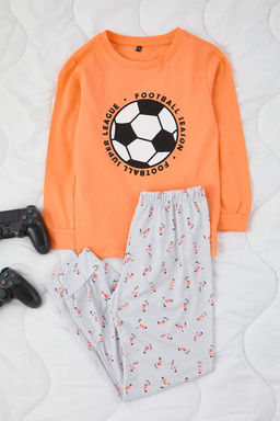 Somon-Gri Erkek Cocuk 4lu Bask?l? Pijama Tak?m? TKDAW26PT00009 - Trendyolmilla фото 5