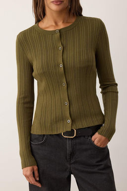 Haki 2li Fitilli Premium/Ozel Iplikli Yumusak Dokulu Triko H?rka-Bluz Tak?m TWOAW26HI00003