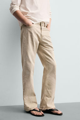 JEANS FLARE FIT EFECTO SALPICADURAS / Tostado claro - Zara фото 5