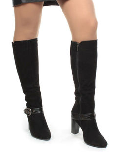 02-MB051-211M BLACK Сапоги зимние женские (натуральная замша, натуральный мех (еврозима))