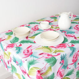 Скатерть Доляна Фламинго 145*300 см, 100% п/э  фото 2