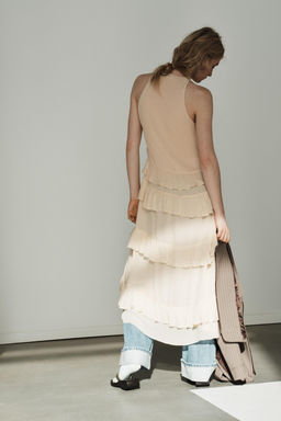 VESTIDO MIDI VOLANTES / Crema - Zara фото 7
