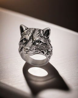 Мужское кольцо из стали Волк
