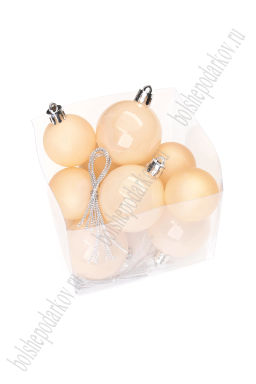 Набор новогодних шаров микс (12 шт) SF-8001, персиковый №2 - Больше подарков фото 7