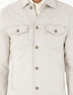 Бежевая джинсовая куртка классического кроя - Cacharel фото 7