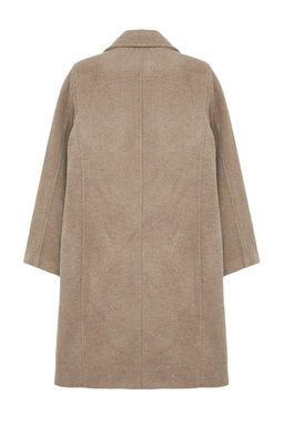 Trendyolmilla Vizon Kruvaze Regular Yunlu Midi Kaban TWOAW25KB00016  фото 7