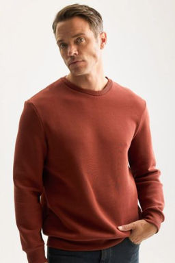 3 Iplik Pamuklu Sardonlu Ici Polarl? Regular Fit Bisiklet Yaka Kal?n Sweatshirt