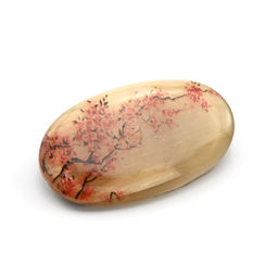 Брошь из селенита овал Сакура 45*27мм