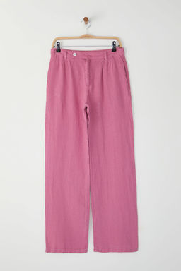 Gul Kurusu %100 Keten Pileli Yuksek Bel Wide Leg Pantolon TWOSS24JE00245 - Trendyolmilla фото 11