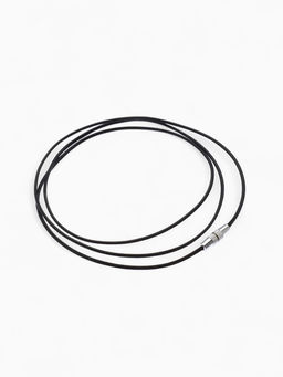 Шнурок нейлон 60 см, чёрный, винтовой замок серебро