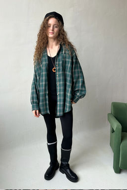 Рубашка женская HUG077/14/Зеленый, бежевый