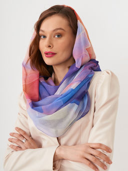 Большой, мягкий, тонкий и очень нежный двусторонний палантин с рисунком в стиле арт-деко