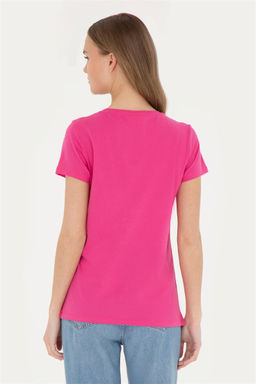 Женская футболка цвета фуксии с круглым вырезом - U.s. polo assn фото 5