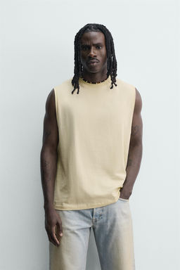 CAMISETA TANK LAVADA / Amarillo claro