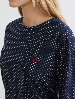 Bisiklet Yaka Puantiyeli Kad?n Pijama Tak?m?