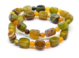Браслет из агата тонированного прямоугольник 9*12мм цв.желто-зеленый