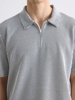 Polo Yaka ?izgili Penye Erkek Ti??rt