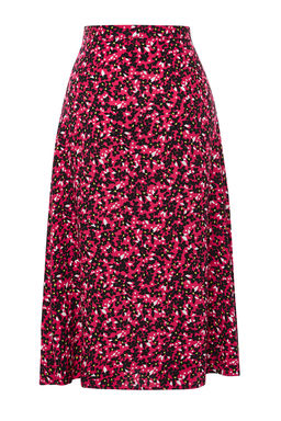 Pembe Y?rtmac Detayl? Viskon Kumasl? Cicek Desenli Midi Dokuma Etek TWOSS20ET0230