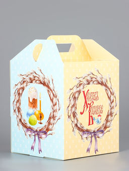 Цена за 5 шт. Коробка подарочная пасхальная с окном, с фронтальной загрузкой Верба 15?15?18 см