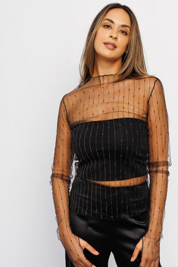 Лонгслив сетка с топом 366BLK