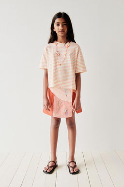 STRIPED COTTON AND LINEN T-SHIRT