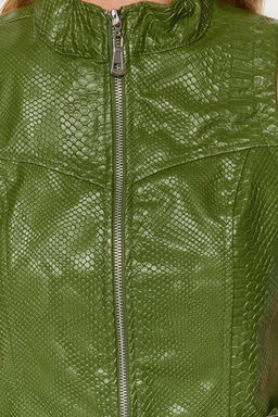 Limited Edition Haki Astarl? Timsah Desenli Crop Dokuma Yelek TWOAW22YE0083