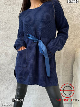 Женская вязаная туника с поясом - Bruno фото 3