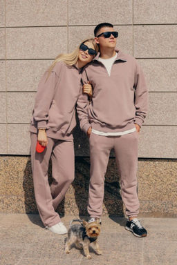 Свитшот с замком овер женский, тауп - Inzibe фото 13