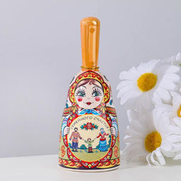 Цена за 2 шт. Колокольчик с ручкой Матрешка средняя, керамика, микс - Simaland фото 6