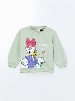Bisiklet Yaka Daisy Duck Bask?l? K?z Bebek Sweatshirt