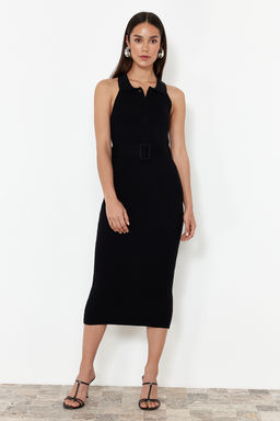 TRENDYOLMILLA Mavi Midi Triko Kemer Detayl? Elbise TWOSS22EL1031  фото 41