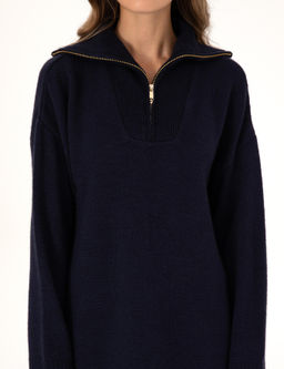 Lacivert Comfort Fit Fermuarl_ _al Yaka Kazak - Pierre cardin фото 6