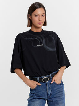 Футболка женская черная с печатью - Mark formelle фото 5