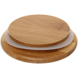 Стакан стеклянный с двойными стенками 450мл "Хай-Тек" с бамбуковой крышкой