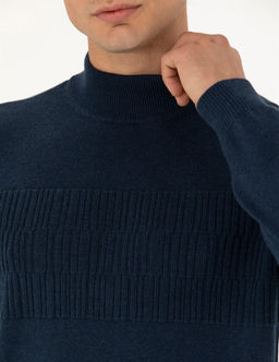 Lacivert Melanj Slim Fit Bal_k__ Yaka Triko Kazak - Pierre cardin фото 7